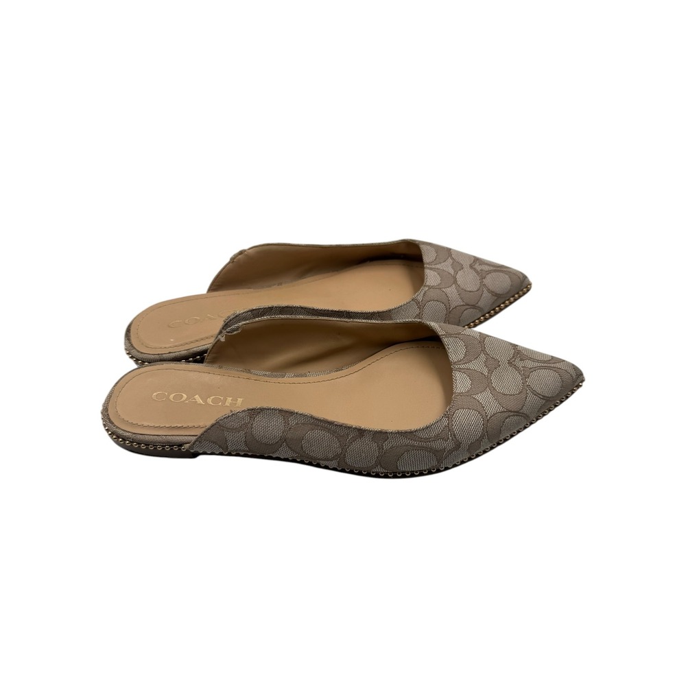 Coach Womens Signature C Jacquard Pointed Toe Mules Khaki Brown Size 9.5 - Picture 4 of 12